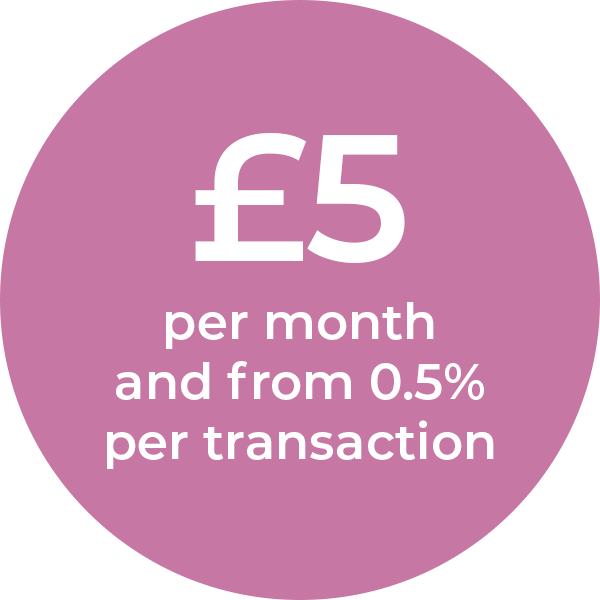 £5 Per Month and From 0.5% Per Transaction